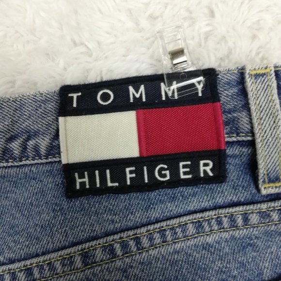 Vintage Tommy Hilfiger Womens Jeans Straight Leg Denim Flag Spellout‎ Logo 30 - Picture 11 of 12